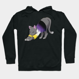 Non-Binary cat stretching Hoodie